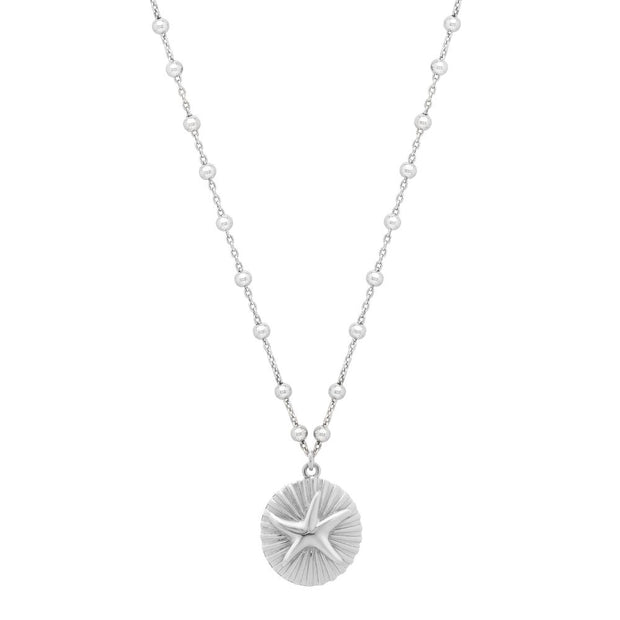 Silver Starfish Medallion Necklace