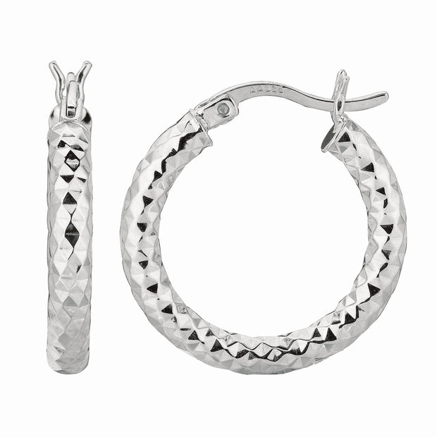 Silver 3x15MM Diamond Cut Earring