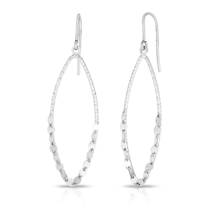 Silver Long Oval Mirror Chain Earring