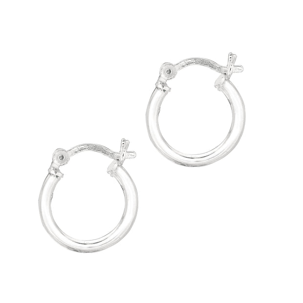 Silver 2x10mm Hoop Earring