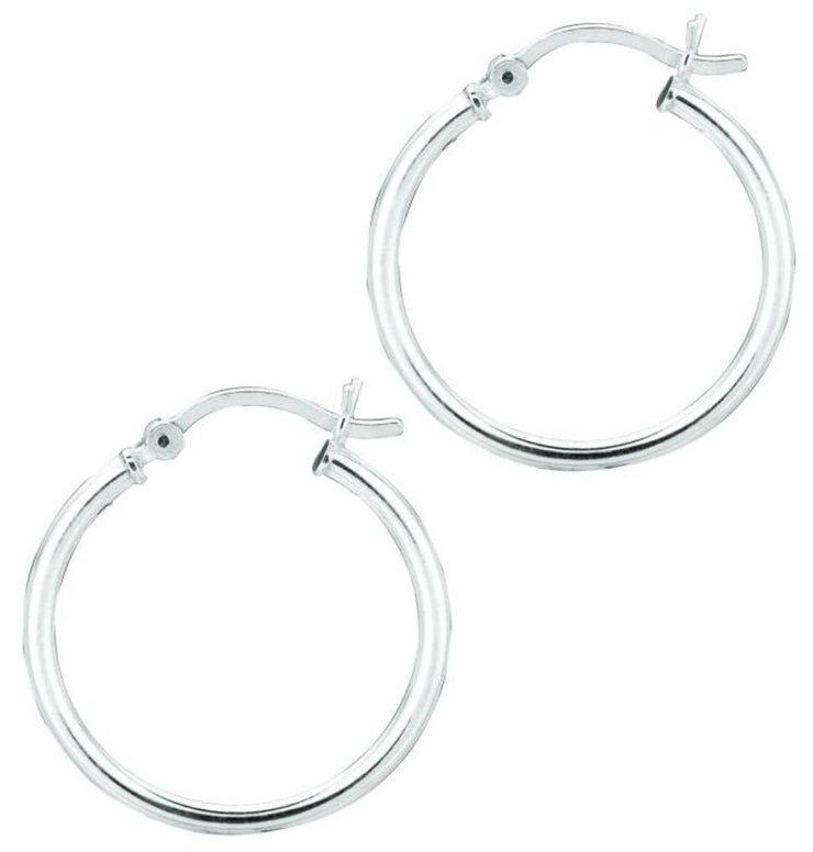 Silver 2x20mm Hoop Earring