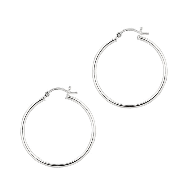 Silver 2x30mm Hoop Earring