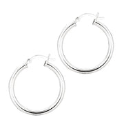 Silver 3x25mm Hoop Earring