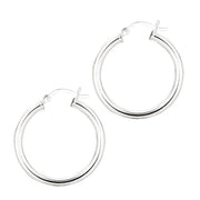 Silver 3x25mm Hoop Earring