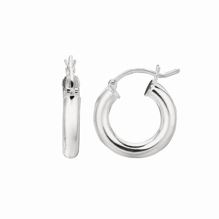 Silver 4x25mm Hoop Earring