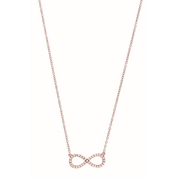 Silver 18"" Pave CZ Infinity Necklace