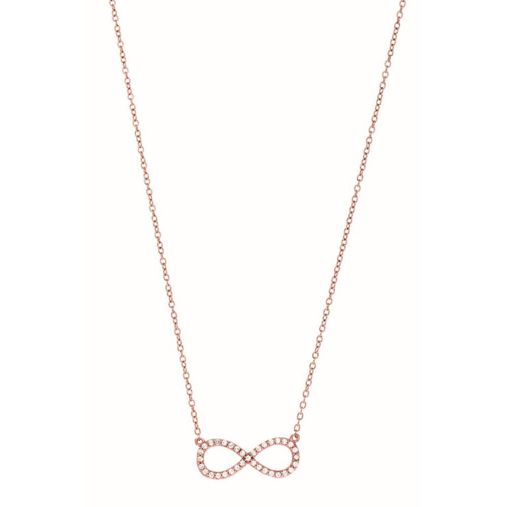Silver 18"" Pave CZ Infinity Necklace