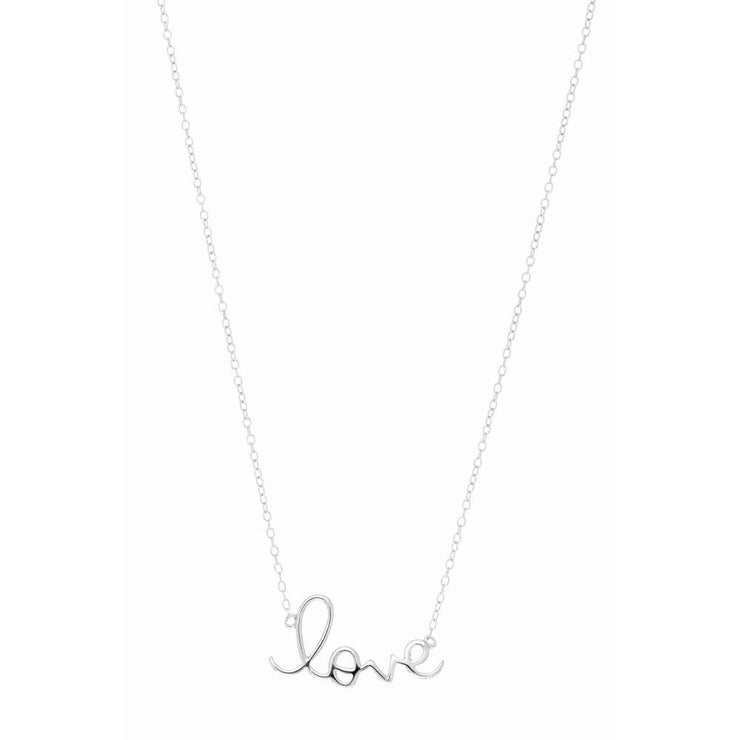 Silver Love Script Necklace