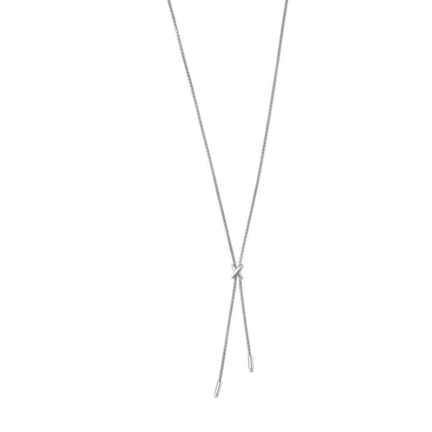 Silver ""X"" Lariat Bar Necklace
