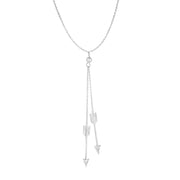 Silver Double Drop Arrow Necklace