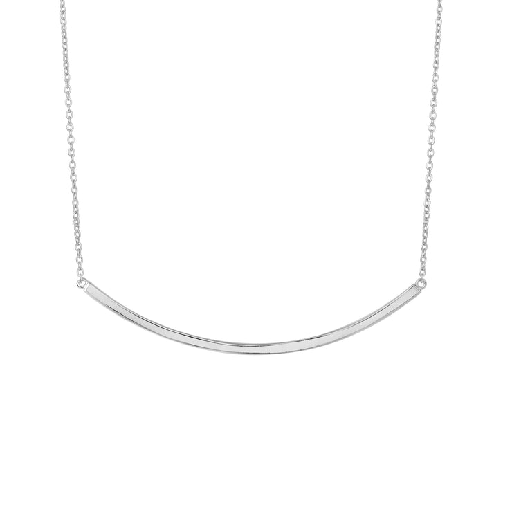 Silver Curved Thin Bar Necklace