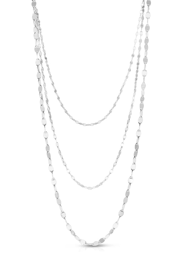 Silver Marina Link Triple Strand Necklace