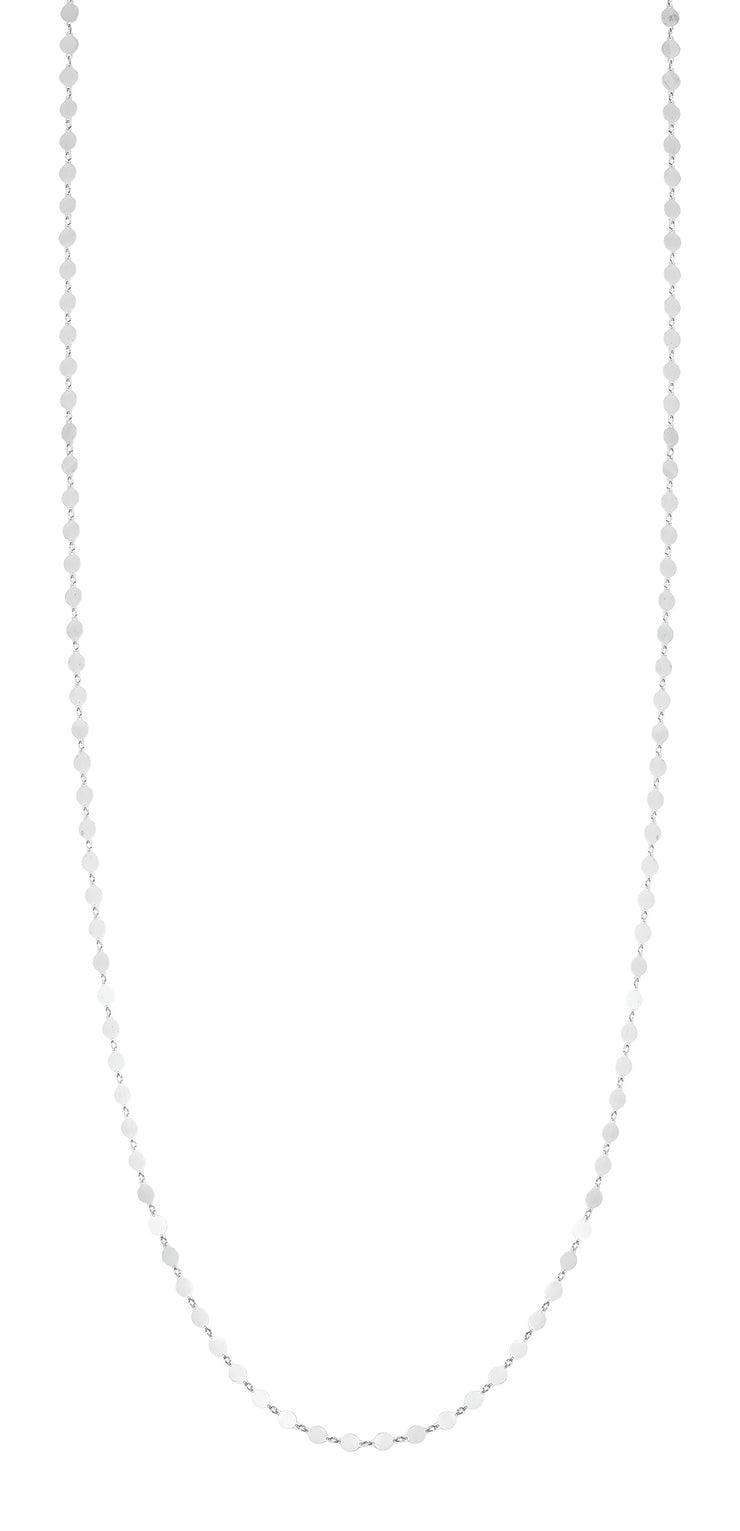Silver Mirror Link Single Strand Long Necklace