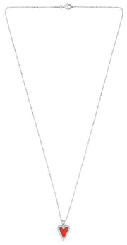 Silver Red Enamel Heart Necklace