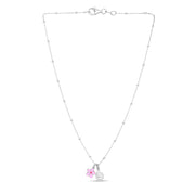 Silver Enamel Flower Ladybug Necklace