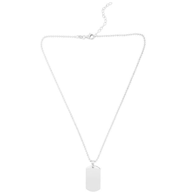Silver Rectangular Tag Necklace