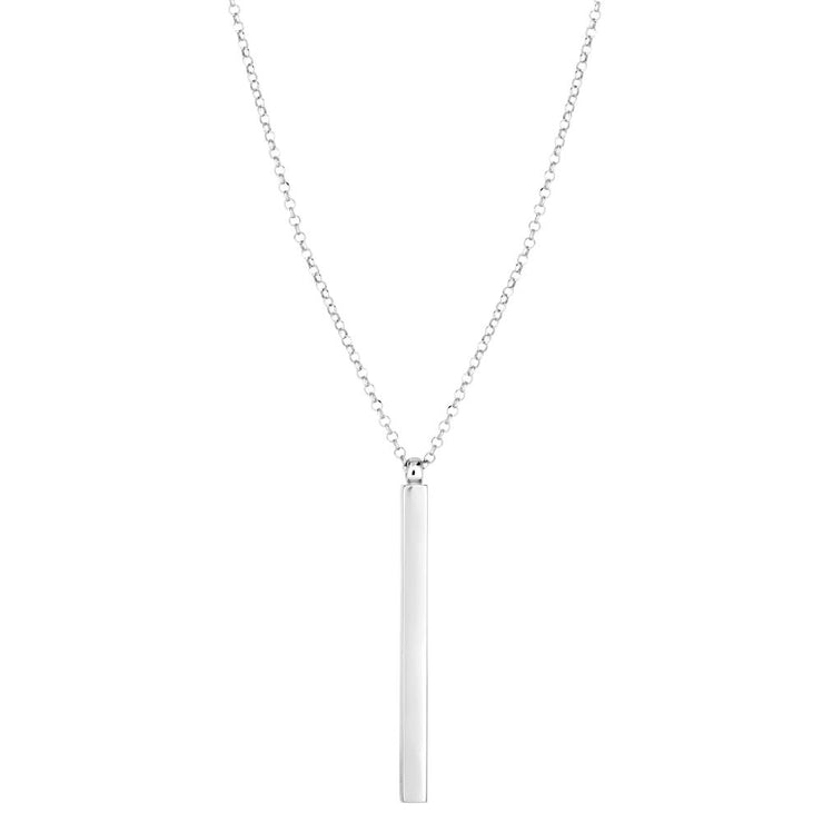Silver Vertical Long Bar Necklace
