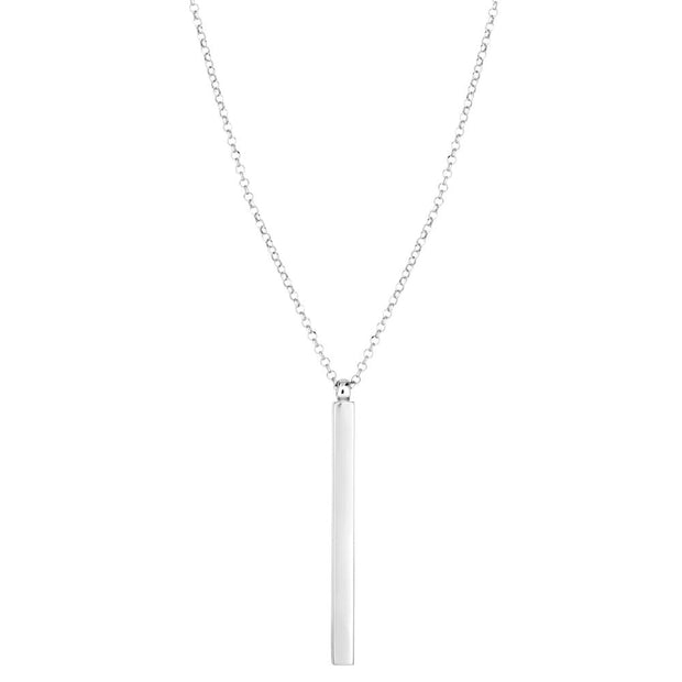 Silver Vertical Long Bar Necklace