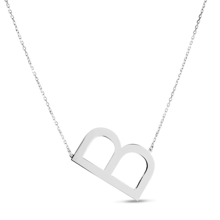 Silver B Letter Necklace