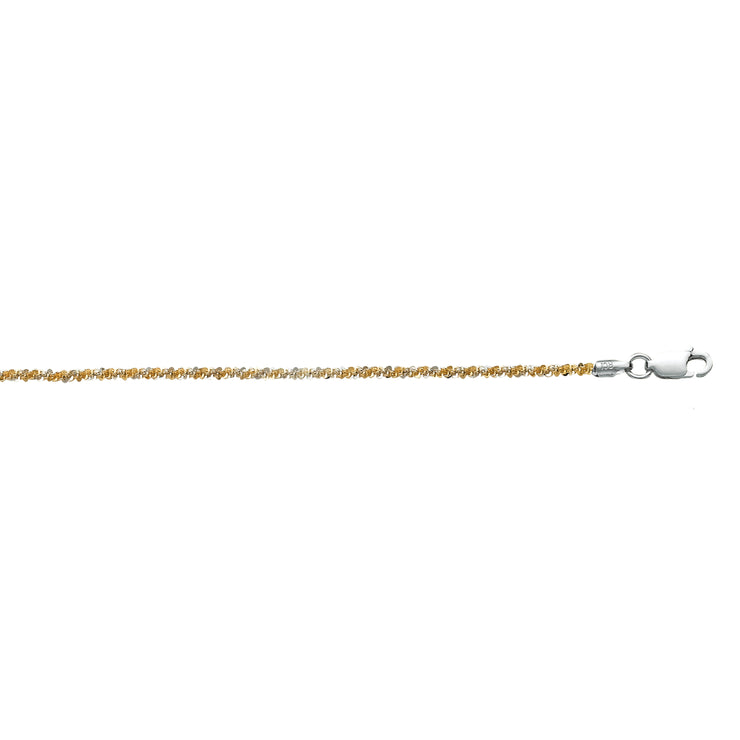 Silver Two-tone Sparkle Chain Anklet