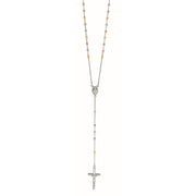 Silver Tri-color Rosary Necklace