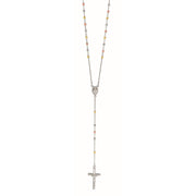 Silver Tri-color Rosary Necklace