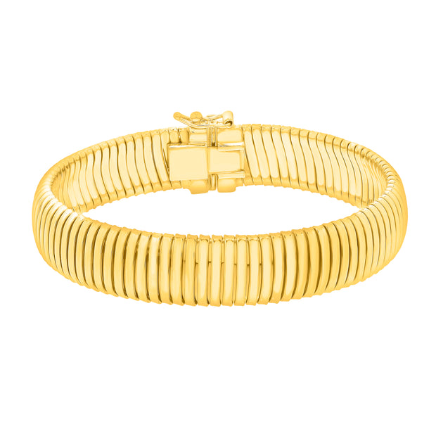 Gold Over Silver Tubogas 7"" 12mm Bracelet