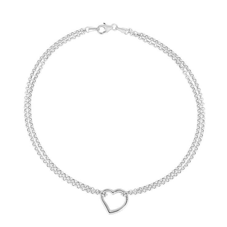 14K Gold Open Heart Anklet