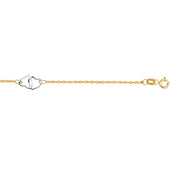 14K Two-tone Gold Interlocking Heart Anklet