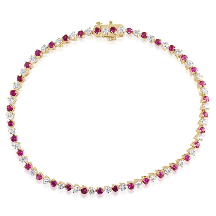 14K Yellow Gold Ruby/Diamond Bracelet