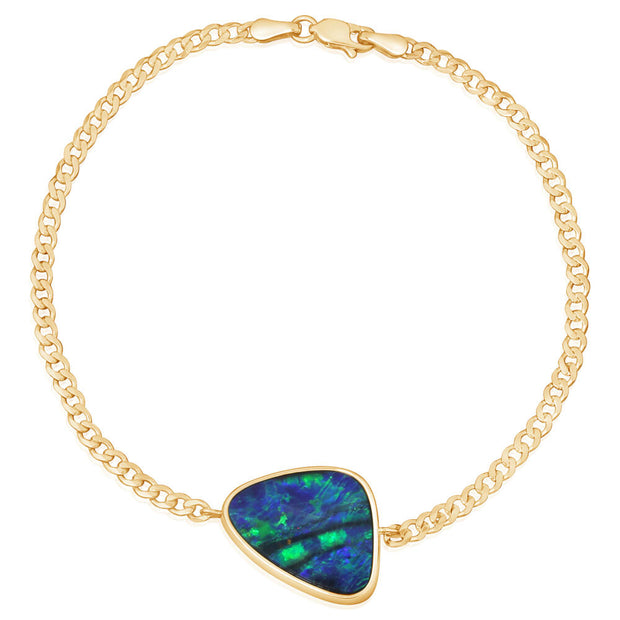 14K Yellow Gold Australian Opal Doublet Bracelet