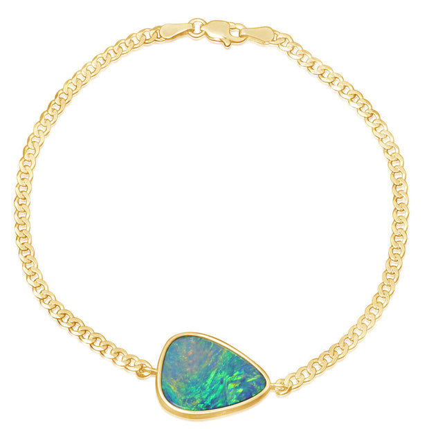 14K Yellow Gold Australian Opal Doublet Bracelet