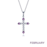 February Birthstone Cross Necklace