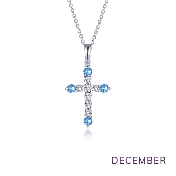 December Birthstone Cross Necklace