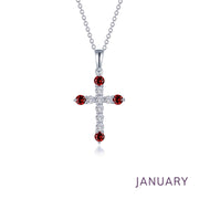 January Birthstone Cross Necklace
