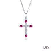 July Birthstone Cross Necklace