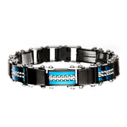 Double Sided Stainless Steel Black IP & Blue IP Reversible Bracelet