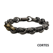 Antiqued Gun Metal Steel & Gold IP Curb Chain Link Bracelet