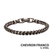 5mm Brushed Antiqued Finish Black IP Steel Sandblast Franco Chain Bracelet
