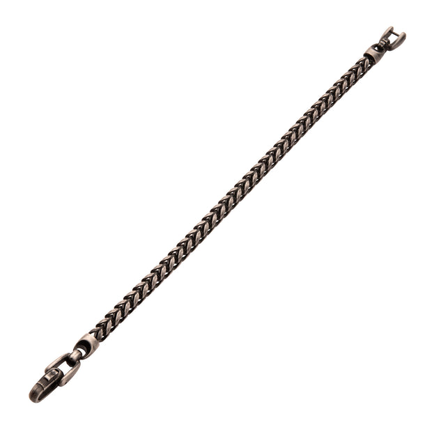 5mm Brushed Antiqued Finish Black IP Steel Sandblast Franco Chain Bracelet