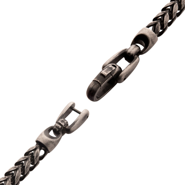 5mm Brushed Antiqued Finish Black IP Steel Sandblast Franco Chain Bracelet