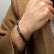 5mm Brushed Antiqued Finish Black IP Steel Sandblast Franco Chain Bracelet