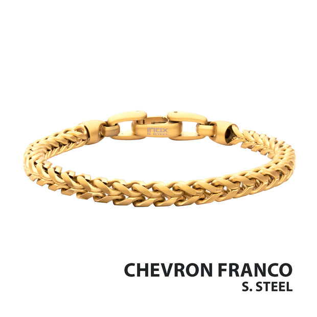 5mm 18Kt Gold IP Steel Sandblast Franco Chain Bracelet