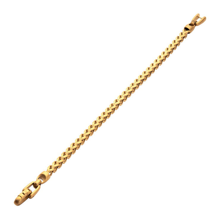 5mm 18Kt Gold IP Steel Sandblast Franco Chain Bracelet