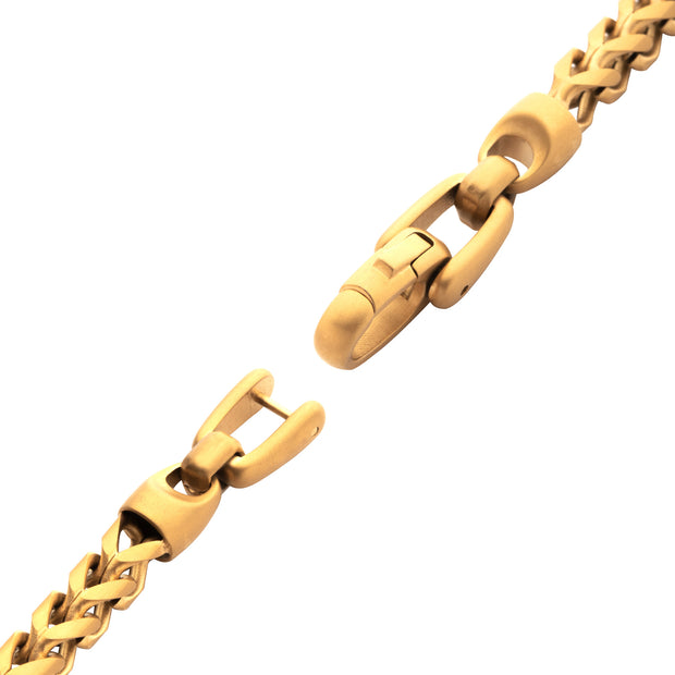 5mm 18Kt Gold IP Steel Sandblast Franco Chain Bracelet