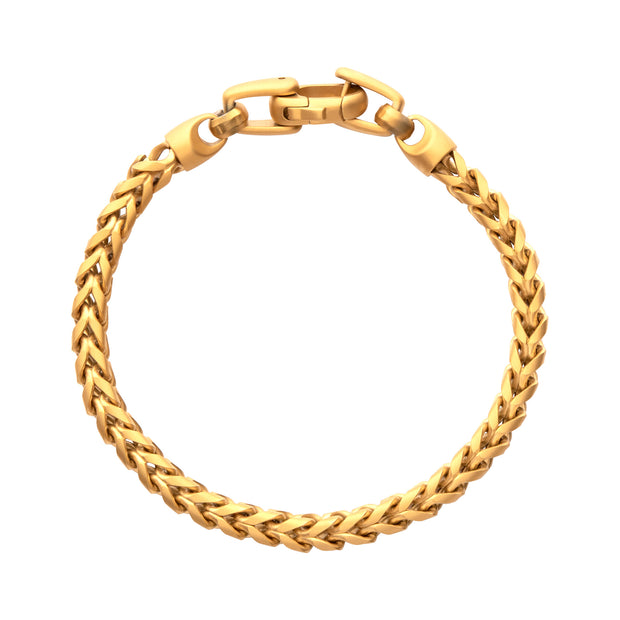 5mm 18Kt Gold IP Steel Sandblast Franco Chain Bracelet