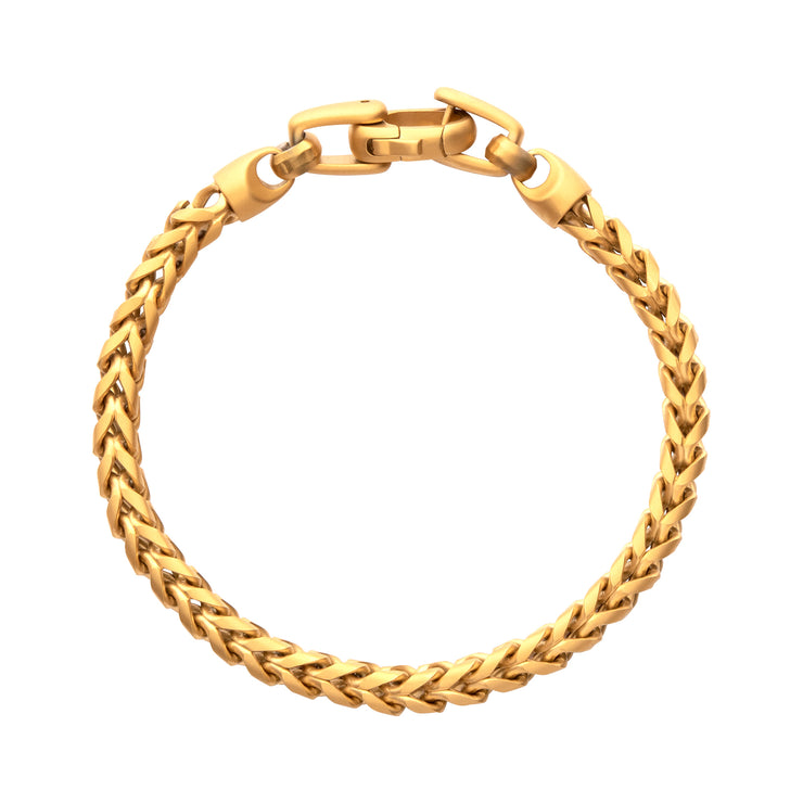 5mm 18Kt Gold IP Steel Sandblast Franco Chain Bracelet