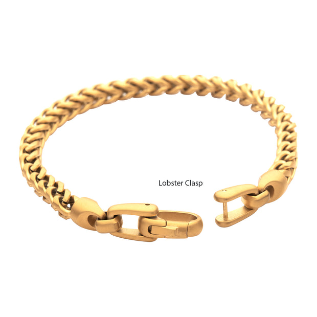 5mm 18Kt Gold IP Steel Sandblast Franco Chain Bracelet
