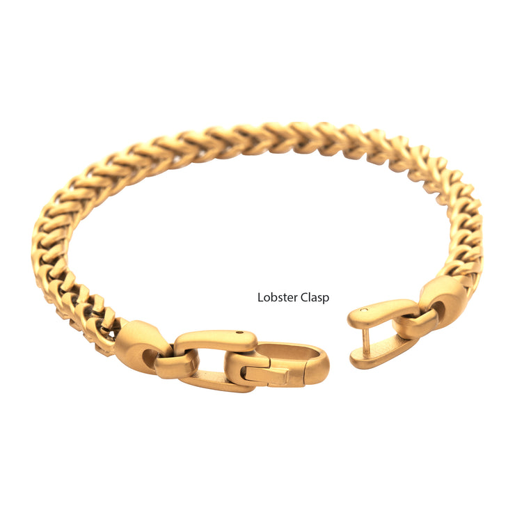 5mm 18Kt Gold IP Steel Sandblast Franco Chain Bracelet