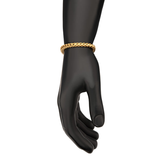 5mm 18Kt Gold IP Steel Sandblast Franco Chain Bracelet